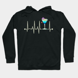 Funny Cocktail Martini Glass Heartbeat Happy Cocktail Hour Hoodie